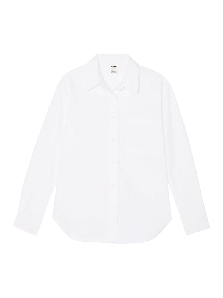 Victoria's Secret PINK Optic White Button Up Oxford Shirt - Image 3 of 3