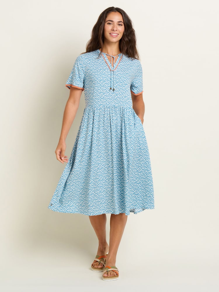 Brakeburn Blue Yasmin Blue Midi Dress - Image 1 of 5