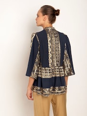 Greek Archaic Kori Blue 100% Cotton Embroidered Blouse - Image 2 of 3