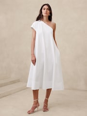 Banana Republic White Odile One-Shoulder Knit Dress - Image 1 of 1