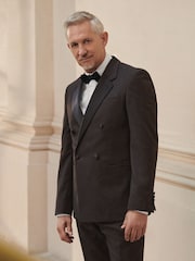 Brązowy - Slim Fit Double Breasted Tuxedo Suit Jacket - Image 1 of 16