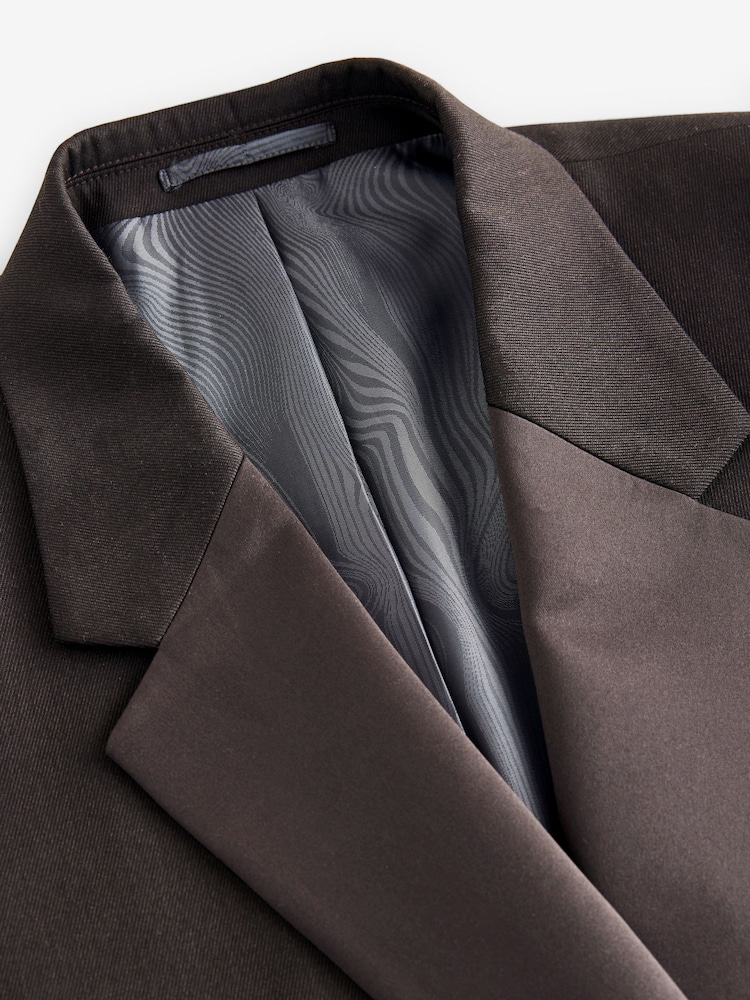 Brun - Coupe ajustée Double boutonnage Smoking Veste - Image 13 of 16