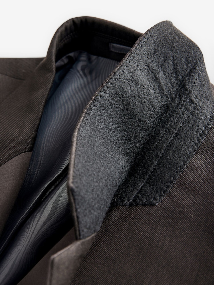 Brun - Coupe ajustée Double boutonnage Smoking Veste - Image 14 of 16
