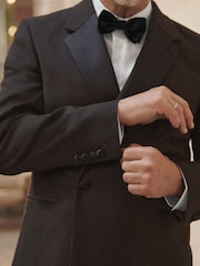 Brązowy - Slim Fit Double Breasted Tuxedo Suit Jacket - Image 5 of 16
