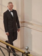 Brązowy - Slim Fit Double Breasted Tuxedo Suit Jacket - Image 7 of 16