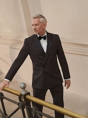 Brązowy - Slim Fit Double Breasted Tuxedo Suit Jacket - Image 9 of 16
