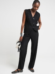 River Island Black Plisse Longline Waistcoat - Image 1 of 5