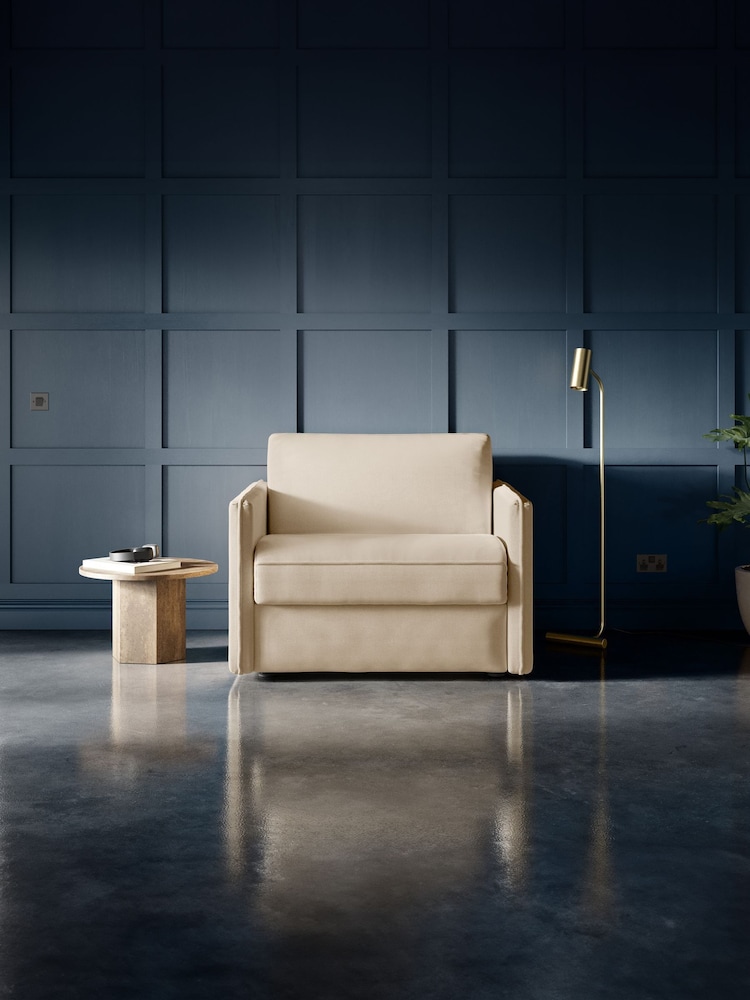 Jay-Be Brushed Twill Linen Cream Slim Snuggle Sofa Bed - Image 1 of 6
