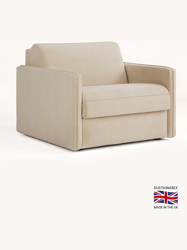 Jay-Be Brushed Twill Linen Cream Slim Snuggle Sofa Bed - Image 2 of 6