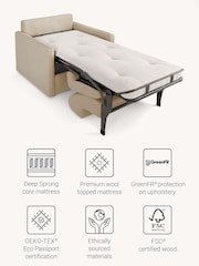 Jay-Be Brushed Twill Linen Cream Slim Snuggle Sofa Bed - Image 3 of 6