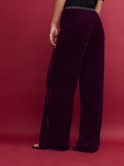 Berry Red Velvet Wide Leg Trousers - Image 3 of 7