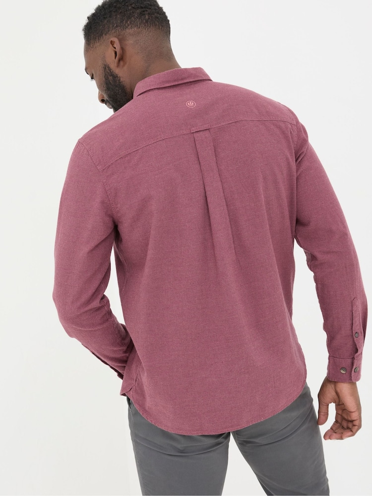FatFace Burgundy Red Tadlow Puppytooth Shirt - Image 2 of 6