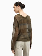 AllSaints Green AllSaints Green Misha V-Neck Jumper - Image 5 of 6