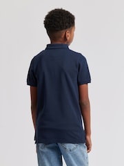 Jack Wills Blue Dark Boys Pique 100% Cotton Polo Shirt - Image 4 of 7