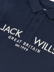 Jack Wills Blue Dark Boys Pique 100% Cotton Polo Shirt - Image 7 of 7