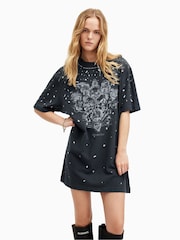 AllSaints 100% Cotton Scatter Embellished Dress - Image 1 of 7