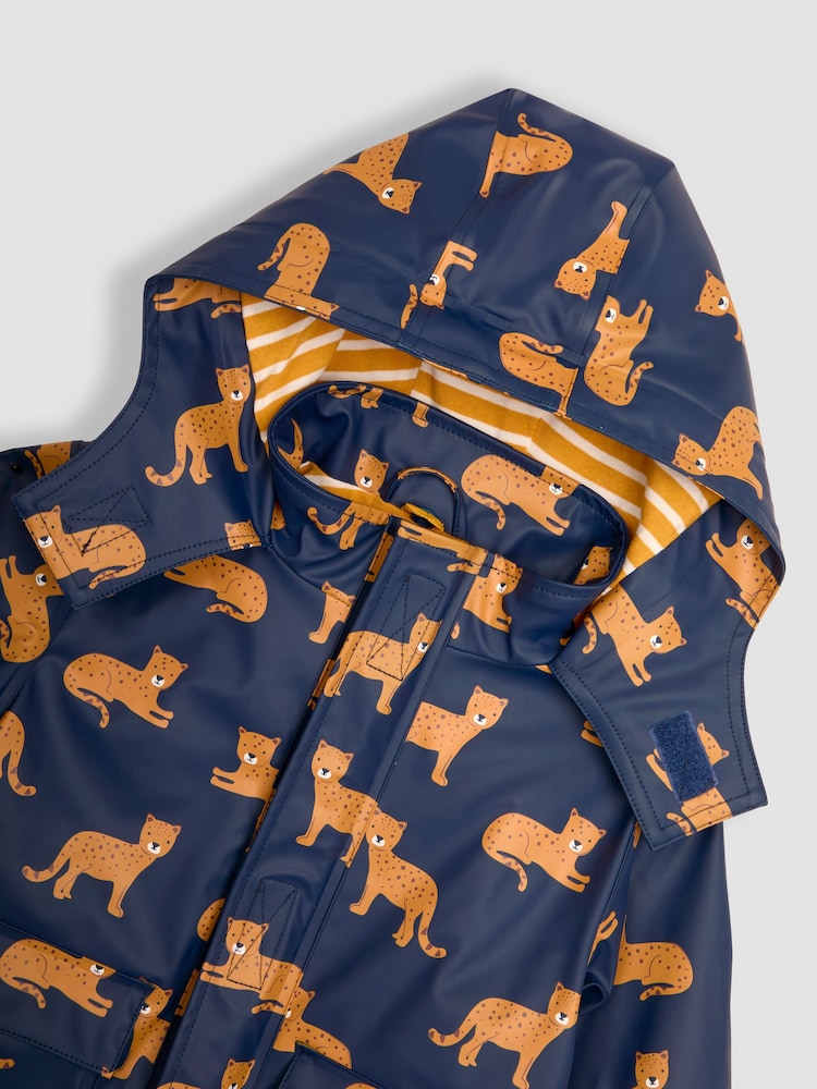 JoJo Maman Bébé Navy Leopard 3 in 1 Waterproof Jacket - Image 8 of 8