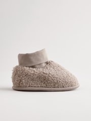 Taupe Brown Borg Sock Top Baby Booties (0-2mths) - Image 2 of 4