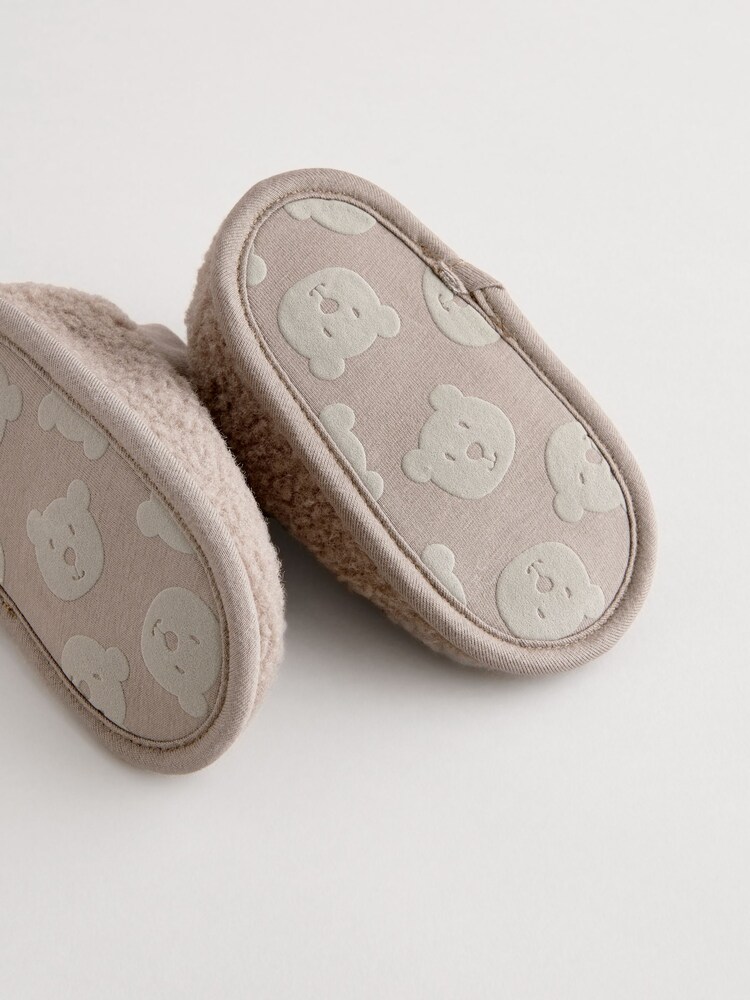 Taupe Brown Borg Sock Top Baby Booties (0-2mths) - Image 3 of 4