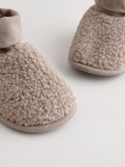 Taupe Brown Borg Sock Top Baby Booties (0-2mths) - Image 4 of 4