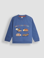 JoJo Maman Bébé Denim Blue Bug Appliqué Sweatshirt - Image 1 of 3