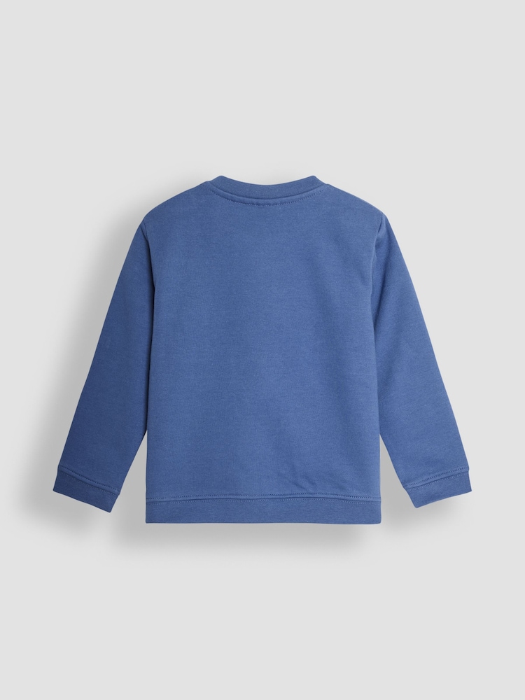 JoJo Maman Bébé Denim Blue Bug Appliqué Sweatshirt - Image 2 of 3