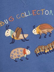 JoJo Maman Bébé Denim Blue Bug Appliqué Sweatshirt - Image 3 of 3