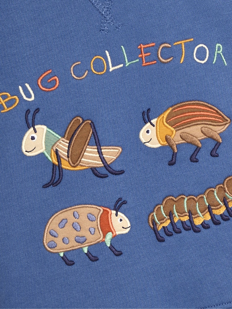 JoJo Maman Bébé Denim Blue Bug Appliqué Sweatshirt - Image 3 of 3
