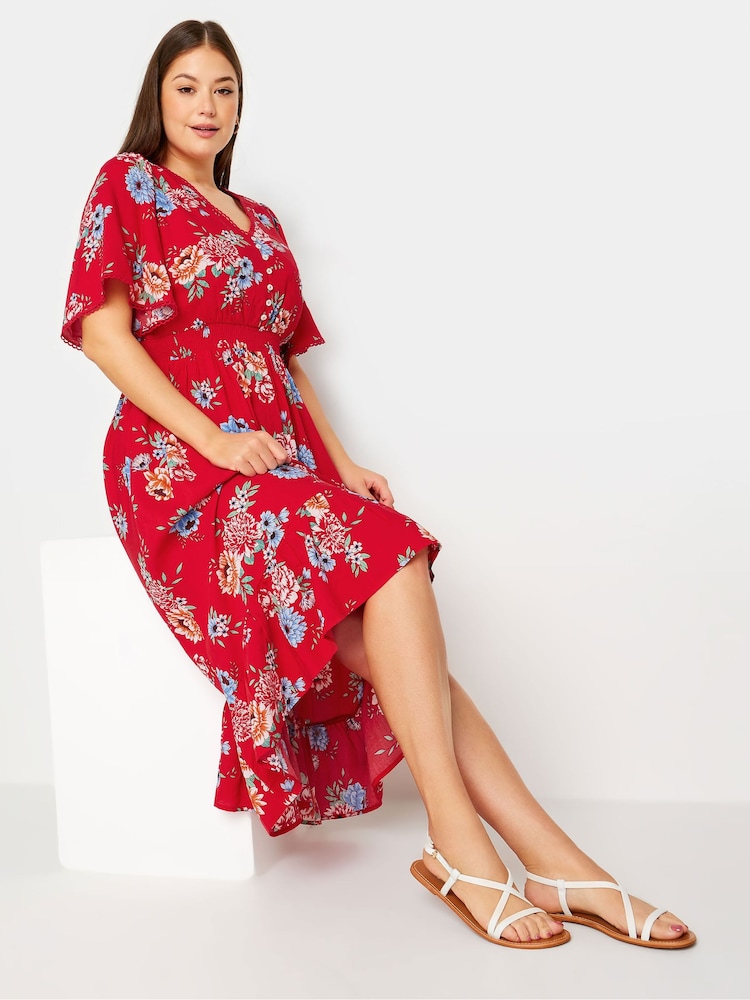 Yours Curve Red High Lo Dress - Image 2 of 6 Yours Curve Red High Lo Dress - Image 2 of 6