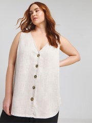 Simply Be Natural Linen Button Through Vest - Image 1 of 4