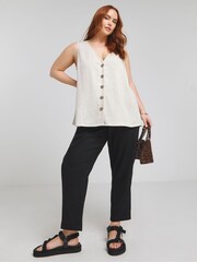 Simply Be Natural Linen Button Through Vest - Image 2 of 4