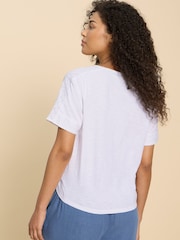 White Stuff White 100% Cotton Embroidered Tie Hem Top - Image 2 of 7