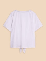 White Stuff White 100% Cotton Embroidered Tie Hem Top - Image 6 of 7