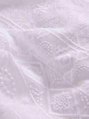 White Stuff White 100% Cotton Embroidered Tie Hem Top - Image 7 of 7