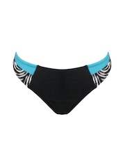 Pour Moi Black & Blue Zebra Print Palm Springs Colour Block Tab Bikini Bottoms - Image 3 of 4