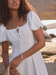 White Puff Sleeve Midi Dress - Image 5 of 8