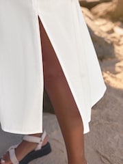 White Puff Sleeve Midi Dress - Image 6 of 8