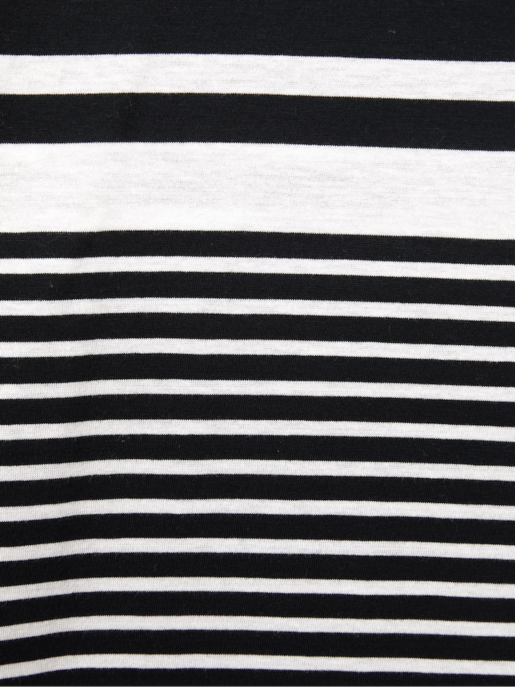 Reiss White/Navy Lory Mercerised Cotton Striped Crew Neck T-Shirt - Image 6 of 6