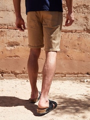 Threadbare Stone Overdyed Denim Shorts with Stretch - Image 2 of 4