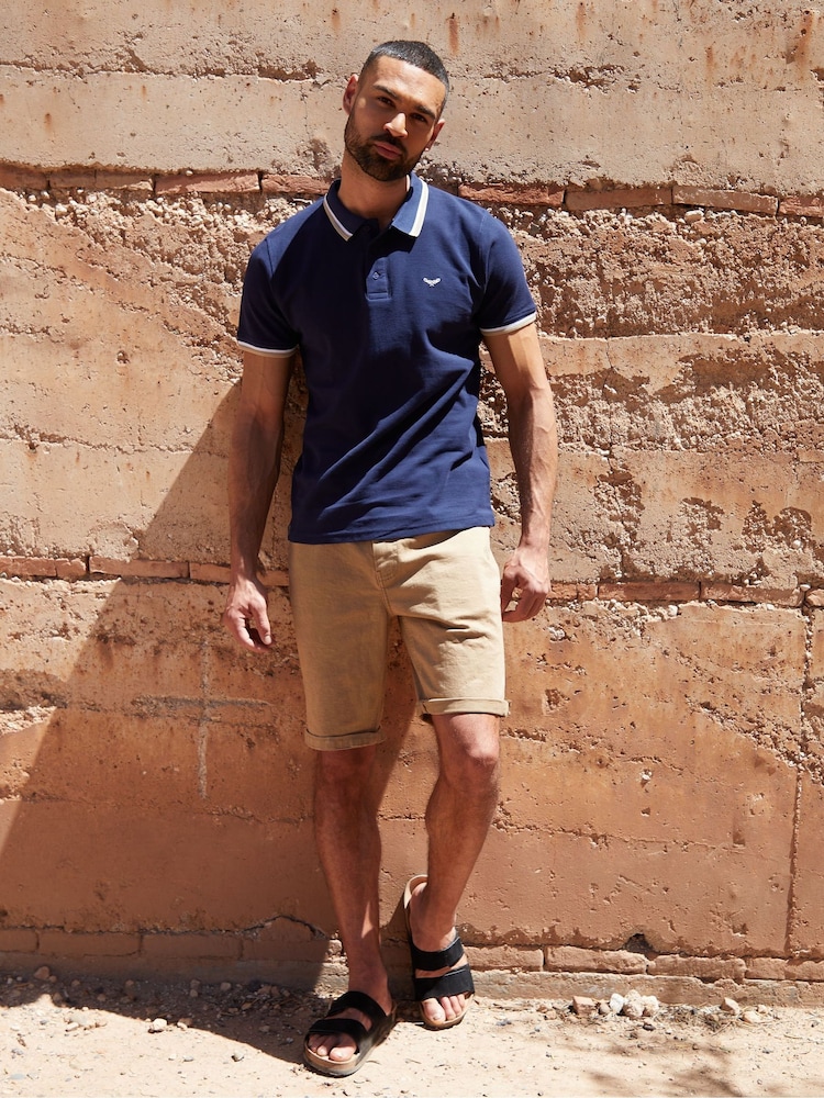 Threadbare Stone Overdyed Denim Shorts with Stretch - Image 4 of 4