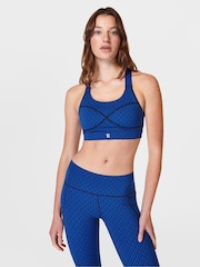 Sweaty Betty Blue Apex Geo Print Medium Power Support Sports Bra - Image 1 of 7