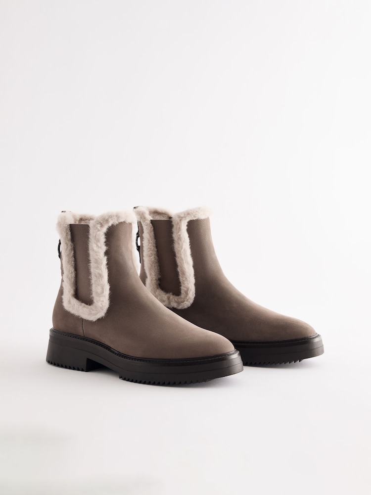 Neutral Standard/Wide Fit Forever Comfort® Faux Fur Lined Chelsea Ankle Boots - Image 1 of 5