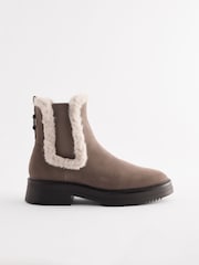 Neutral Standard/Wide Fit Forever Comfort® Faux Fur Lined Chelsea Ankle Boots - Image 2 of 5
