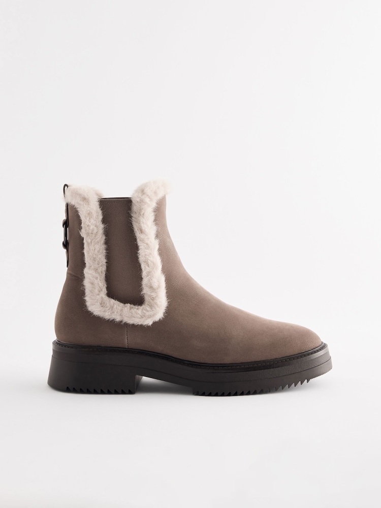 Neutral Standard/Wide Fit Forever Comfort® Faux Fur Lined Chelsea Ankle Boots - Image 2 of 5