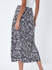 Dusk Black Ditsy Floral Button Detail Midi Skirt - Image 3 of 5