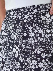 Dusk Black Ditsy Floral Button Detail Midi Skirt - Image 5 of 5