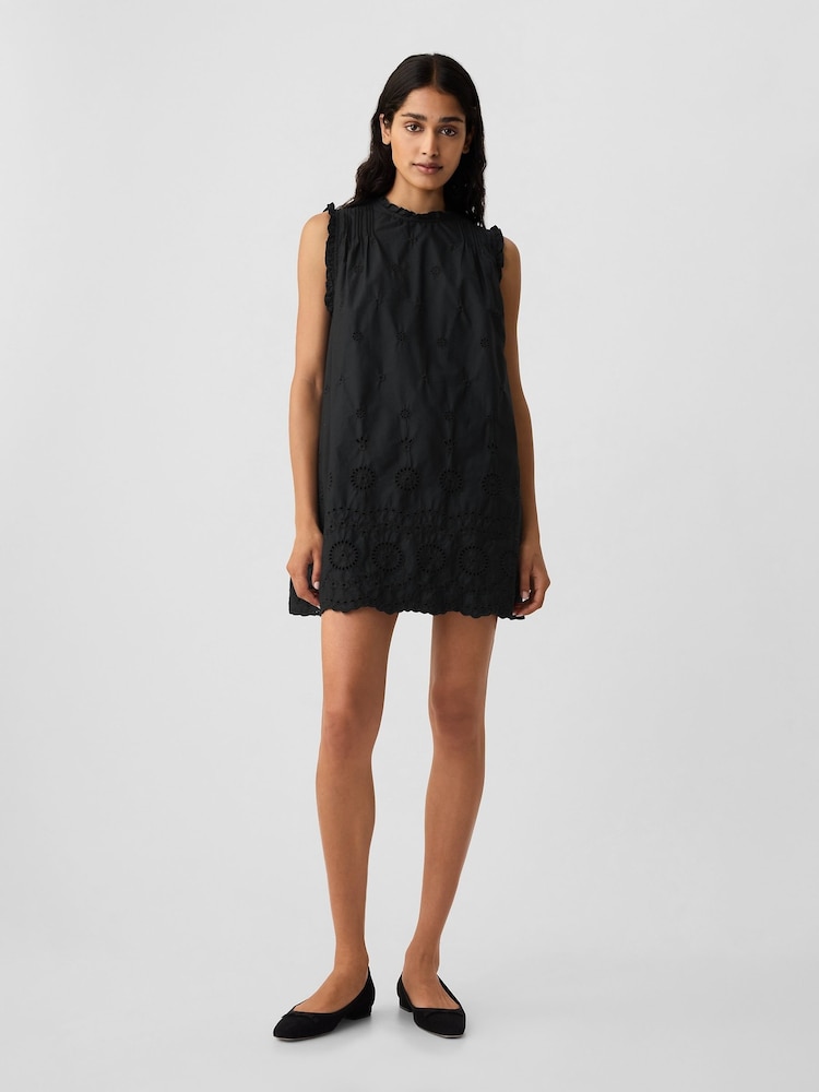 Gap Black DÔEN Eyelet Mini Dress - Image 1 of 5