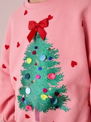 Pink Embellished Christmas Sweatshirt (3-16yrs) - Image 3 of 7