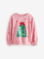 Pink Embellished Christmas Sweatshirt (3-16yrs) - Image 4 of 7
