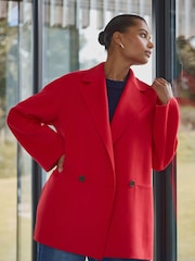 Red Premium Handsewn Wool Blend Blazer Coat - Image 1 of 9